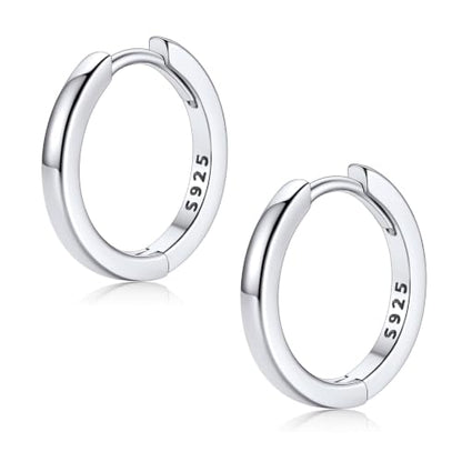 FaithHeart Solid 925 Sterling Silver Small Huggie Hoop Earrings for Women | Silver/Black/Gold/Rose Gold Small Hoop Earrings, Hypoallergenic Lightweight Cartilage Huggie Earrings, Gift Box - color: 01. Blank-Silver, size: 12mm