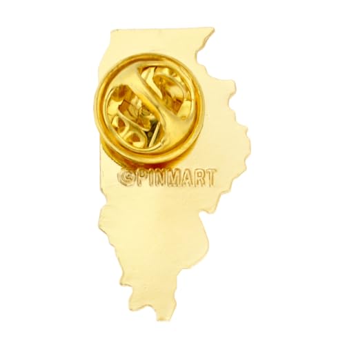 PinMart State Shape Flag Lapel Pin - color: Illinois Gold Plated, size: 10 Pack