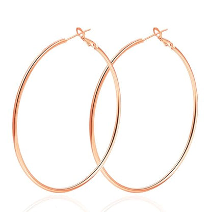1 Pairs 60/70mm Silver 14K Gold Rose Gold Hoop Earrings for Women Hypoallergenic Stainless Steel Lightweight Big Hoops Shiny Dangle Earrings Trendy Jewelry Gifts - color: 60mm-Rose Gold Hoop Earrings