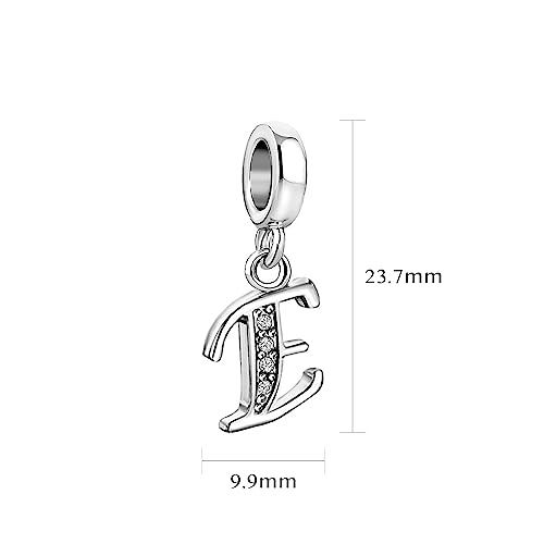 LSxAB Sparkling Initial Letter Charm Compatible with Pandora Charms Bracelets for Women A-Z Pendant Jewelry - style: E