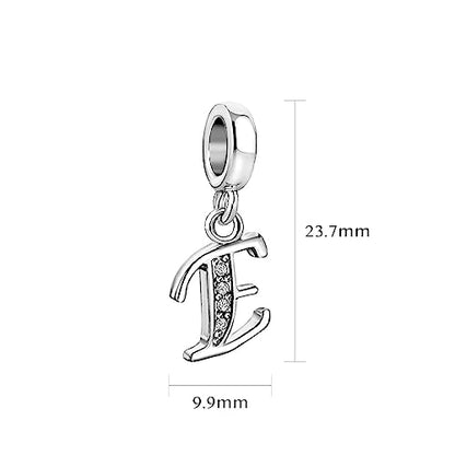 LSxAB Sparkling Initial Letter Charm Compatible with Pandora Charms Bracelets for Women A-Z Pendant Jewelry - style: E