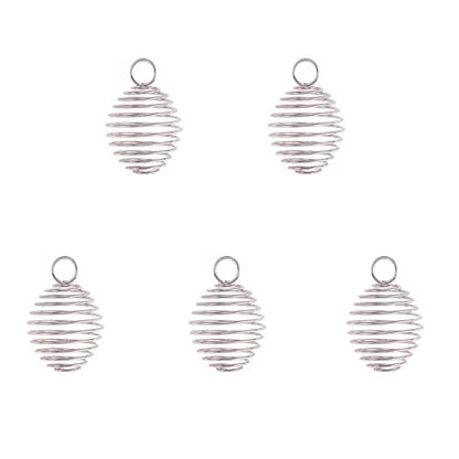 LiQunSweet 10 Pcs Stainless Steel Round Wire Pendants Spiral Wrap Around Bead Cage Stone Holder Charm for Jewelry Making DIY Findings - color: Stainless Steel Cage_20mm