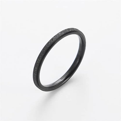 Women's Stainless Steel 2mm Thin Stacking Midi Rings Silver Rose Gold Sand Blast Finish Engagement Wedding Bands Size 3 to 10 - color: Black