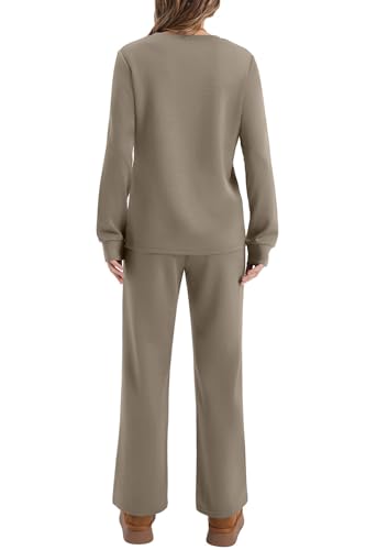 WIHOLL Lounge Sets for Women 2 Piece Travel Vacation Outfits Fall 2026 Sweatsuit Tracksuit - color: B-light Coffee, size: Small