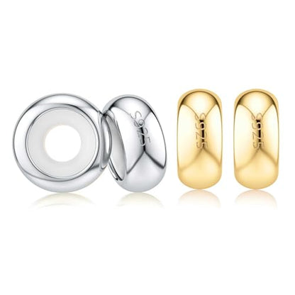 DALARAN Stopper Beads for Bracelets 925 Sterling Silver Clip Spacer Charm Bracelet Stoppers - style: sliver gold charms-4