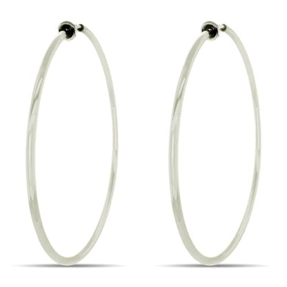 Clip On Spring Hoop Earrings for Non-Pierced Ears - color: White, size: 60mm