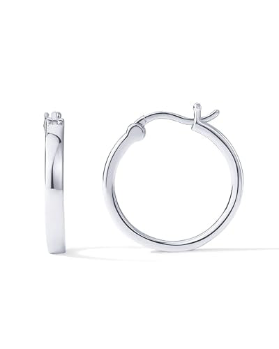 PAVOI 14K Gold Plated 925 Sterling Silver Post Lightweight Hoops | 20mm - 30mm Earring | Gold Hoop Earrings for Women - color: White Gold, size: 20 Millimeters