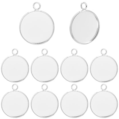 Beebeecraft 1 Box 40Pcs Round Blank Bezel Pendant Trays 304 Stainless Steel Base Cabochon Settings Pendant Blanks for Jewelry Making DIY Findings (Tray: 20mm) - color: Silver, size: 20mm 40pcs