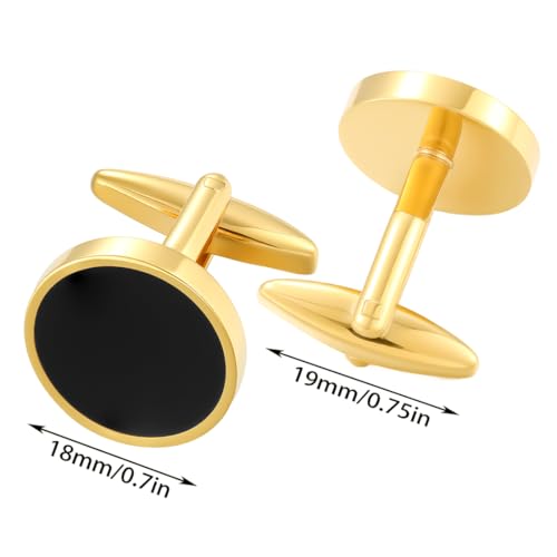 Cufflinks for Men and Tuxedo Shirt Studs Set with Gift Box Stainless Steel Cuff links - style: 1Pairs Cufflinks-Gold