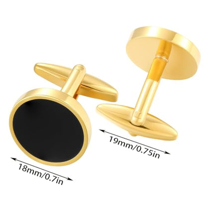 Cufflinks for Men and Tuxedo Shirt Studs Set with Gift Box Stainless Steel Cuff links - style: 1Pairs Cufflinks-Gold