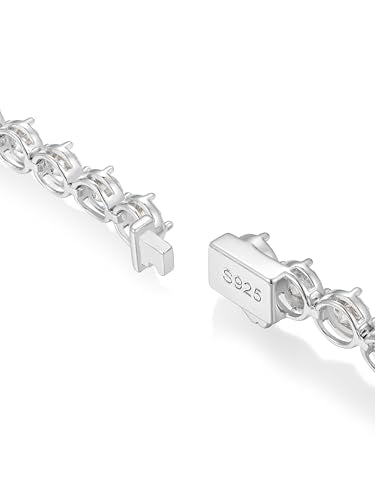 Sterling Silver 14K Gold Plated 2.5mm/3mm/4mm/5mm Round Cut Moissanite Tennis Bracelet, Classic Luxury Bezel Set Diamond Bracelets for Women Men Wedding Birthday Jewelry, Size 6.5" 7" 7.5" 8.3" - color: CZ-5mm Width-Silver, size: 7.0 Inch (Fit Wrist 6"-6.