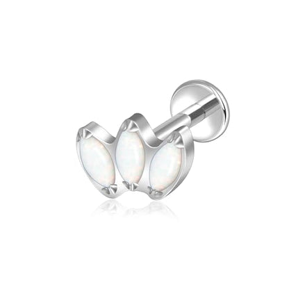 Lantine G23 Titanium Helix Piercing Jewelry Opal 16g Flat Back Stud Earrings Climber Labret Cartilage Tragus Daith Piercing Jewelry - color: White Opal, size: 16g 8mm