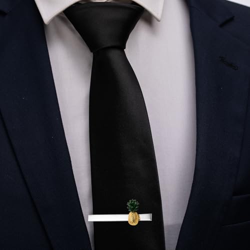 HAWSON Tie Clips for Men Unique,Fun Animal/Musical/Nautical Tie Clip,Novelty Personalized Mens Tie Bar,Accessories Business Wedding Gifts - style: Plant Pineapple