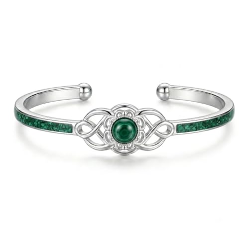 Cuff Bracelet for Women Infinity Open Bangle Adjustable Bracelet Jewelry for Her - color: Malachite
