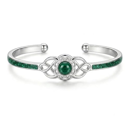 Cuff Bracelet for Women Infinity Open Bangle Adjustable Bracelet Jewelry for Her - color: Malachite