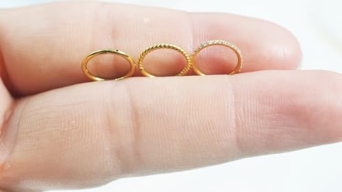 16G 18G 6mm 8mm 10mm Hinged Clicker Segment CZ Twisted Clicker Nose Rings Hoop Helix Cartilage Daith Tragus Sleeper Earrings Body Piercing for Women Men - style: 18G - 8mm - 3Pcs Gold