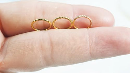 16G 18G 6mm 8mm 10mm Hinged Clicker Segment CZ Twisted Clicker Nose Rings Hoop Helix Cartilage Daith Tragus Sleeper Earrings Body Piercing for Women Men - style: 18G - 8mm - 3Pcs Gold