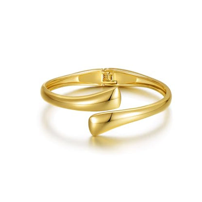 Elegance 11 designs Gold Plated Cuff Bangle Bracelets For Women Trendy Hinged Cuff Open Wide Chunky Gold Bracelet Minimalist Bangle Jewelry Gift - color: Gold Teardrop