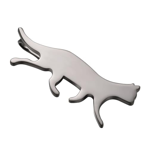 Christmas Tie Clips for Men 14k Gold Plated Silver Tie Pins with Cute Animal Deer/Lion/Dog/Cat Tie Bars Necktie Suit Tie Accessories Jewelry - style: Black Cat Tie Clip