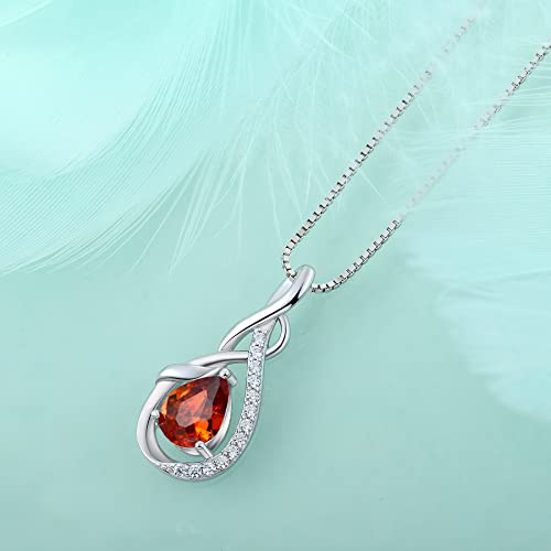 STARCHENIE Infinity Teardrop Necklace for Women 925 Sterling Silver Pendant Birthstone Jewelry - color: Silver-01-Jan-Garnet