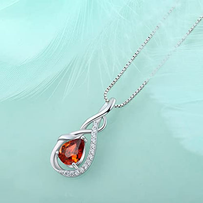STARCHENIE Infinity Teardrop Necklace for Women 925 Sterling Silver Pendant Birthstone Jewelry - color: Silver-01-Jan-Garnet