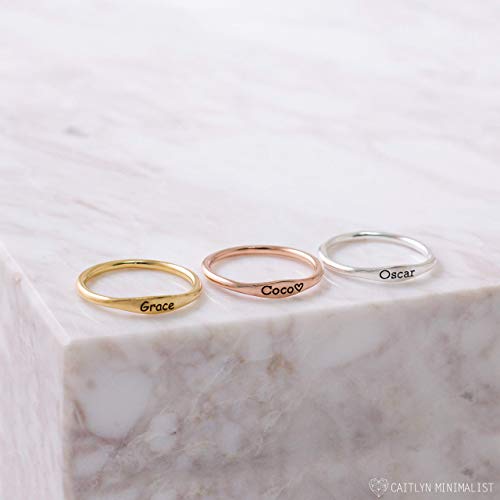 CAITLYNMINIMALIST 18K Gold Sterling Silver Name Ring Skinny Stackable Custom Name Ring Personalized Stacking Rings Gift for Bridesmaids