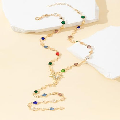 Bar-Chain Necklace for Women Y-Shaped Chains Dainty Layered Jewelry Long Chain Necklace for Prom and Special Occasions Fashion Accessory for Women's Fashion