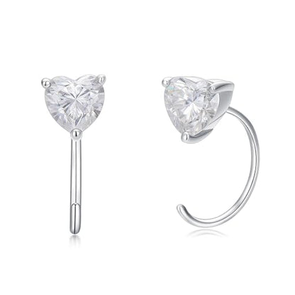 925 Sterling Silver Moissanite Huggie Half Hoop Earrings for Women - style: style 1