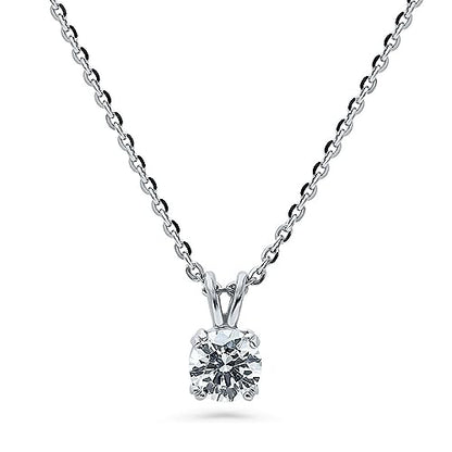 BERRICLE Sterling Silver CZ Solitaire Pendant Necklace for Women, Gold Flashed, Cubic Zirconia - Asscher, Emerald, Heart Shaped, Princess, Round Cut - style: Round Cut
