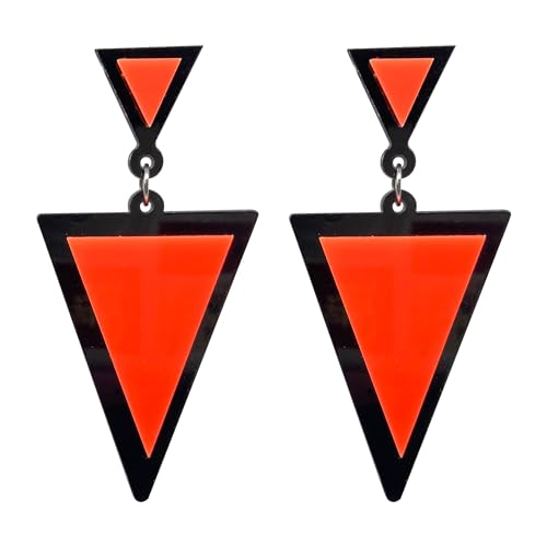 Acrylic Geometric Earrings for Women Girls Retro Fashion Acrylic Triangle Dangle Drop Earrings Resin Colourful Neon Statement Earrings Jewelry Gifts - color: orange