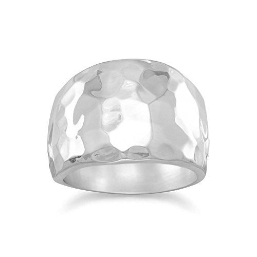 Cigar Band Ring Hammered Sterling Silver