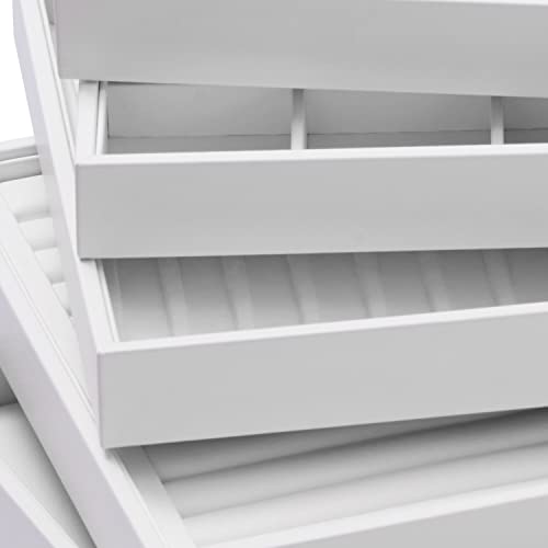 White PU Leather 24 Grid Jewelry Necklace Display Tray | 24 compartment tray with removable insert, stackable, organizes necklace pendants for home storage & retail showcase - size: 24 Grid with insert