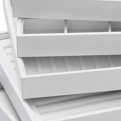 White PU Leather 24 Grid Jewelry Necklace Display Tray | 24 compartment tray with removable insert, stackable, organizes necklace pendants for home storage & retail showcase - size: 24 Grid with insert