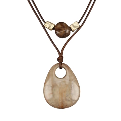 Bohemian Necklaces for Women Long Leather Necklace with Large Pendant Chunky Boho Hippie Jewelry Pendant Chocker Necklace - style: Bohemian Chunky Necklace