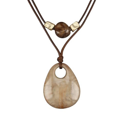 Bohemian Necklaces for Women Long Leather Necklace with Large Pendant Chunky Boho Hippie Jewelry Pendant Chocker Necklace - style: Bohemian Chunky Necklace