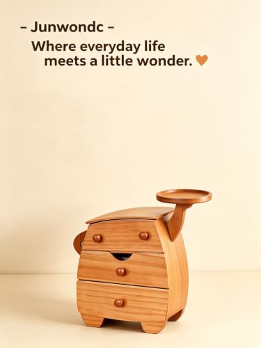 3 Drawer Wooden Jewelry Box, Compact Storage Organizer in Cherry | Solid Wood, 3 Drawers Top Tray,Cherry Tone, Arm Bracelet Hanger, Compact Jewelry Storage, Rustic Decor, Gift