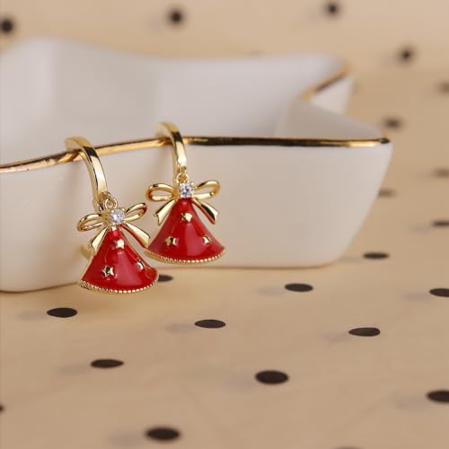 Sonateomber Gold Silver Small Hoop Dangle Earrings for Women, Trendy Dainty Rhinestone CZ Dangling Prom Wedding Leaf Flower Snowflake Butterfly Starfish Fashion Jewelry Gift - color: Red