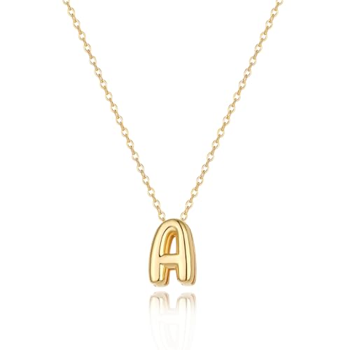 Initial Necklaces for Women Bubble Gold Silver Letter Necklace Dainty Personalized Charm Pendant Name Necklace Cute Non Tarnish Fashion Accessories Teen Gift Trendy Stuff Jewelry Gifts - color: Gold, style: A-1