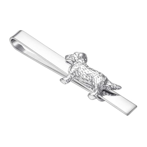 Silver Tie Clip for Mens Stainless Steel Novelty Feather Bat Bee Tie Bar Suitable For Necktie Bar Clip - style: Dog Tie Clip
