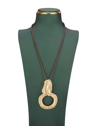 Bohemian Necklaces for Women Long Leather Necklace with Large Pendant Chunky Boho Hippie Jewelry Pendant Chocker Necklace - style: Bohemian Necklace