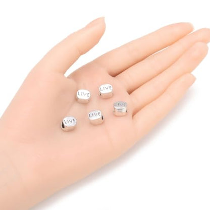 40pcs Live Love Beads Large Hole Beads (4.5mm Hole) Antique Silver - size: Live Love Bead