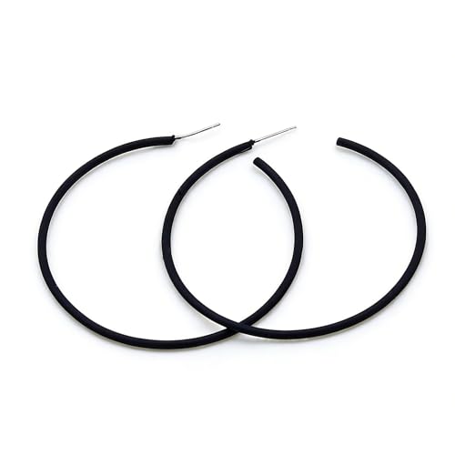 Hoop Earrings for Women, Hypoallergenic Stainless Steel Lightweight Thin Large Big Hoops Earrings Set for Women, Non Tarnish for Jewelry Gift 40MM - color: Black Bright Surface-60mm