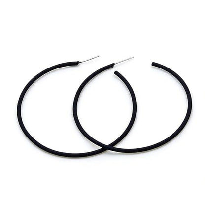 Hoop Earrings for Women, Hypoallergenic Stainless Steel Lightweight Thin Large Big Hoops Earrings Set for Women, Non Tarnish for Jewelry Gift 40MM - color: Black Bright Surface-60mm
