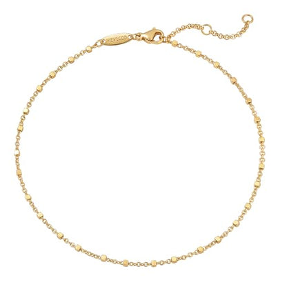 MEVECCO Anklet for Women Gold Chain 14K Gold Plated Dainty Boho Beach Summer Simple Foot Jewelry Ankle Bracelet - style: Cube Beaded
