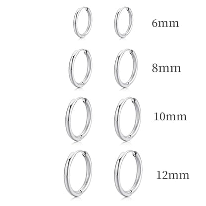 Huggie Hoop Earrings Small Hypoallergenic 14K Gold Plated Huggie Earrings For Women Simple Huggie Stud Earrings - color: Silver-8/8/8/8mm