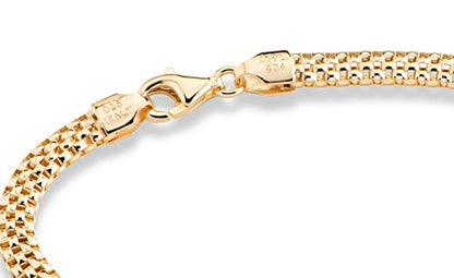 Miabella Italian 18K Gold Over 925 Sterling Silver 4mm Mesh Bracelet Women | Fine Jewelry, Link Chain, Made in Italy - style: Length 7.5 Inches