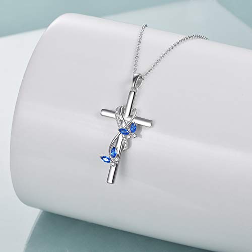 POPLYKE Cross Necklace for Women 925 Sterling Silver Cross Pendant Necklace Animal Jewelry Christmas Gifts for Women Mother Grandma - style: Butterfly