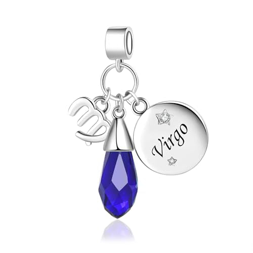 LSxAB Birthday Birthstone Zodiac Sign Charm Compatible with Pandora Charms Bracelets for Women - style: 09 Virgo