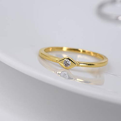 LEMON GRASS Sterling Silver Evil Eye Dainty Ring - color: 18K Yellow Gold Plating