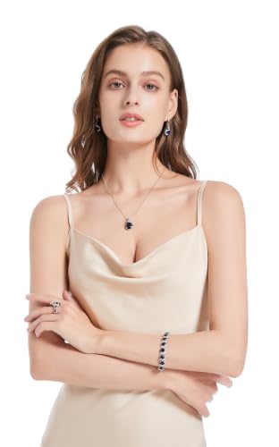 Jewelry Set for Women Teardrop Earrings Necklace Ring Bracelet Set Party Wedding Jewelry Gift for Mother Wife Friend - color: Blue